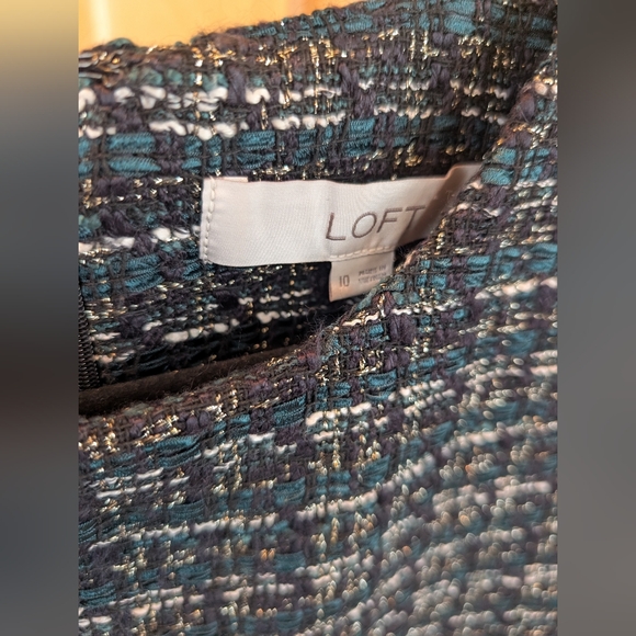 LOFT Metallic Tweed Fring Pockets Mini Dress - Black - Picture 3 of 8